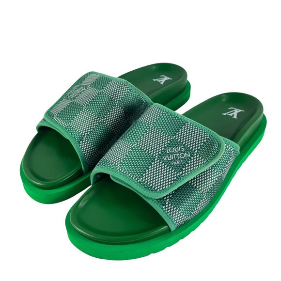 LOUIS VUITTON Miami Mule 1ACR2W Green Mens Sandals Marked as 10 - 11US - Picture 2 of 11